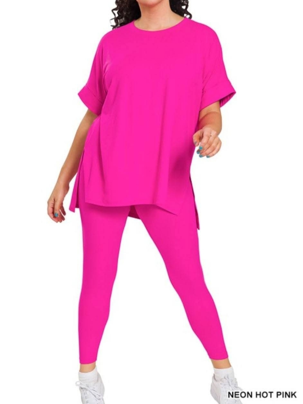 New Zenana Neon Hot Pink 2 Piece Set
